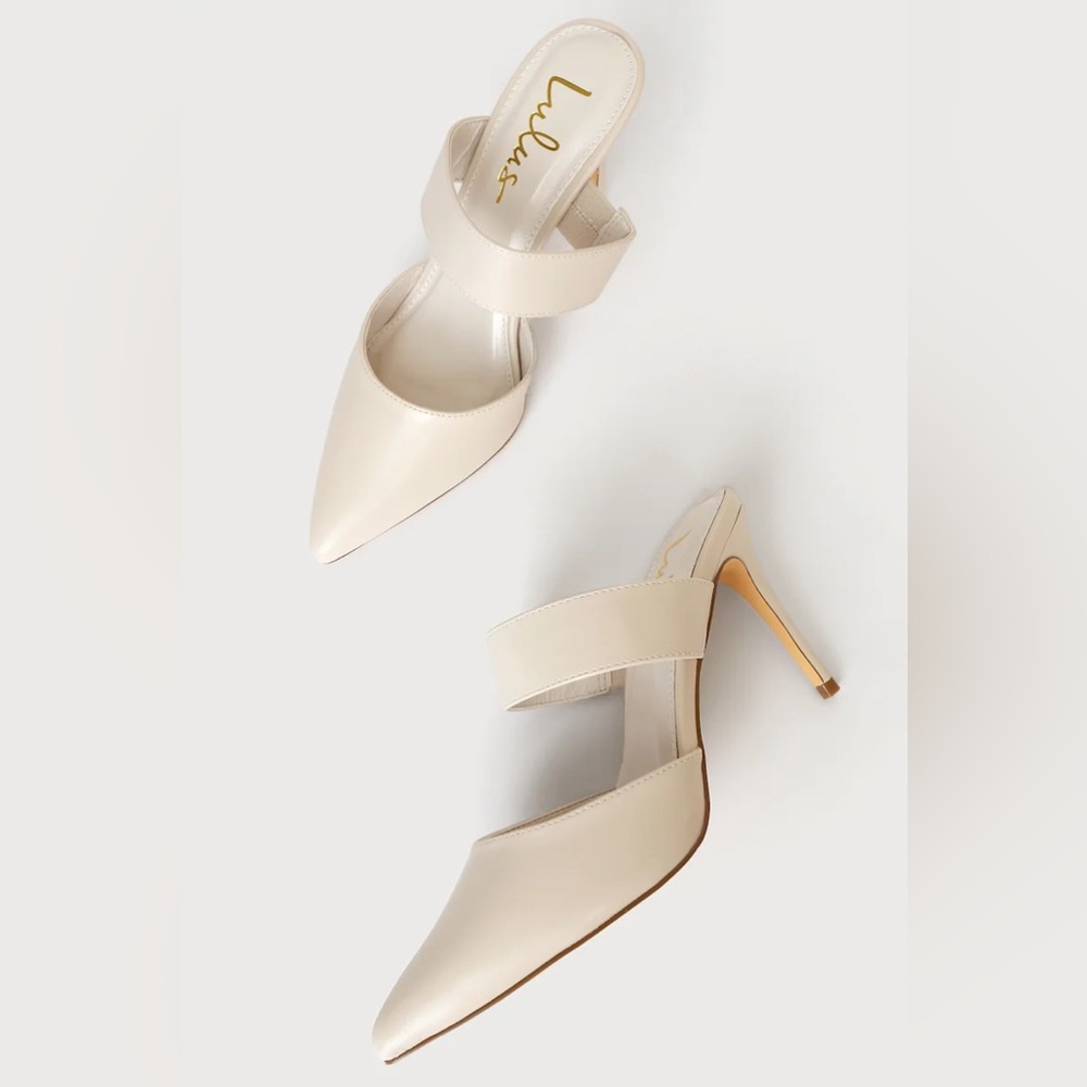 Faire Off White Pointed-Toe Mules by Lulus - Picture 6 of 11